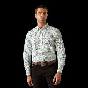 NWT Ariat M's Jansen Fitted LS Button Up Shirt- Blue
